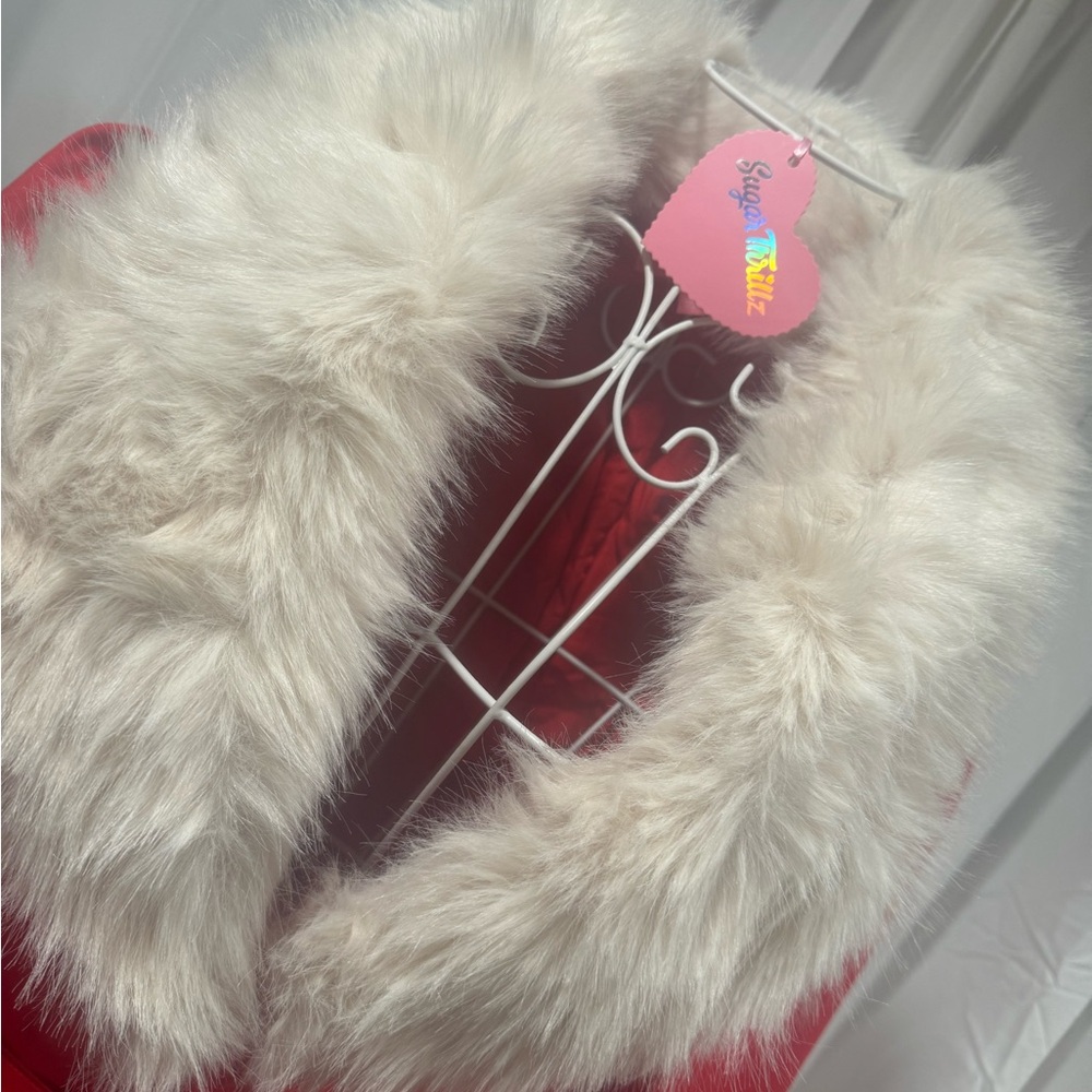 Santa Baby Holiday Jacket with removable faux fur collar (+Santa baby gloves) - Picture 5 of 6